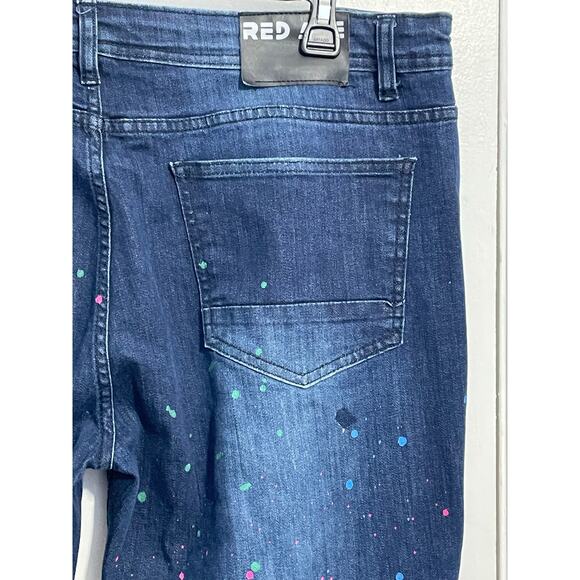 VTG Red Ape Jeans 38x32 Moto Style Distressed Paint Splatter Baggy Grunge READ - Picture 6 of 9